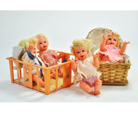 A Group of Baby Tearful Cheerful Doll by Mattel 1966, in original clothing, a Vintage Goldberger Cuddlekins Doll Playpen and 