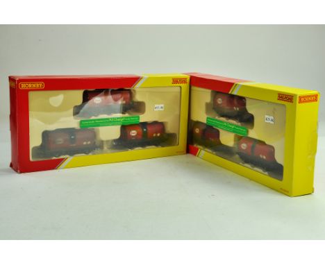Hornby 00 model railway issues comprising Esso Tanker Trio Pack x 2, weathered. Generally excellent.