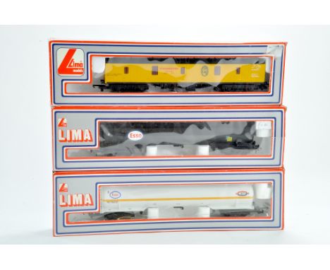 Lima 00 Model Railway issues comprising trio of Rolling stock, wagons including duo of Esso Tankers. Appear excellent in boxe