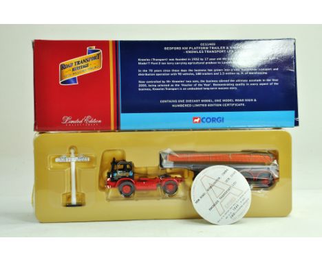 Corgi diecast truck issue comprising 1/50 No. CC11403 Bedford KM Platform and Brick Load in the livery of Knowles. Road Trans