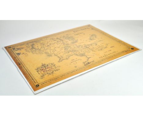 Lord of the Rings LOTR collectables comprising Mounted Large Film / Movie type Poster depicting Middle Earth Map. 