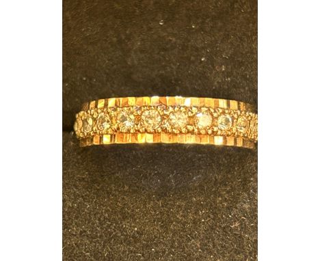 9ct gold full eternity ring set with white stones 4.1 grams Size R 