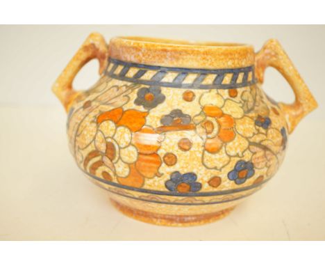Charlotte Rhead twin handled bowl tube line design 