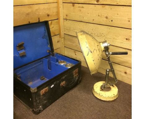 A 1930's Heala-Ray chrome and painted heat lamp, in a fitted case, 48cm