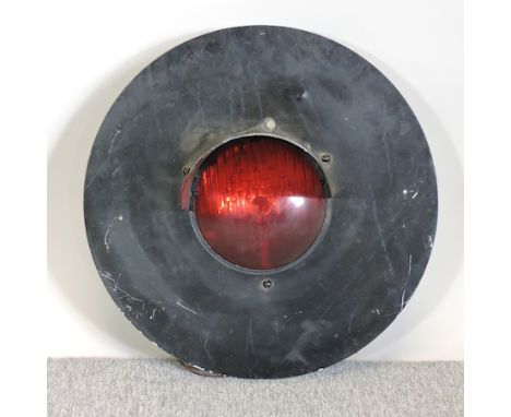 A mid 20th century circular red stop light, 51cm diameter