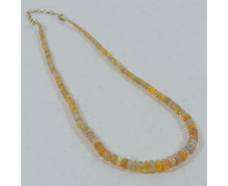 An opal necklace, with a 9 carat gold clasp