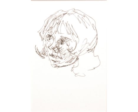 SIR KYFFIN WILLIAMS, RA (1918-2006) - Portrait study of a young girl, pen and ink drawing, framed, 17.5cm x 11cm

Provenance: