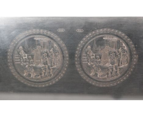 A set of four zinc over copper lithograph printing plates each engraved with four stages of the printing of 'The Village Wake
