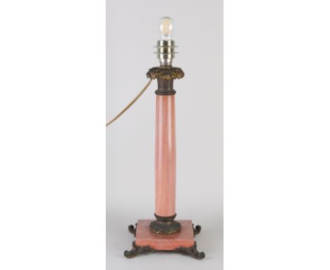 Antique marble oil lamp base. Circa 1900. Later electrified. Dimensions: H 52 cm. In good condition.