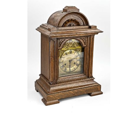 Large antique German Junghans table clock with quarter striking. Circa 1900. Size: 57 cm. In good condition.