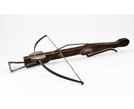 Old Dutch crossbow. Spruce, stained. 20th century. After an ancient example. Dimensions: 90 cm. In good condition.