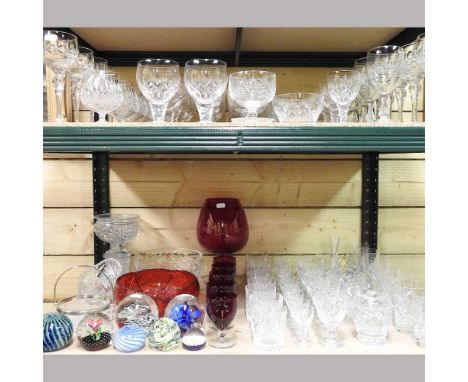 A collection of glassware, to include Stuart crystal and Thomas Webb, together with Langham and Caithness paperweights and ot