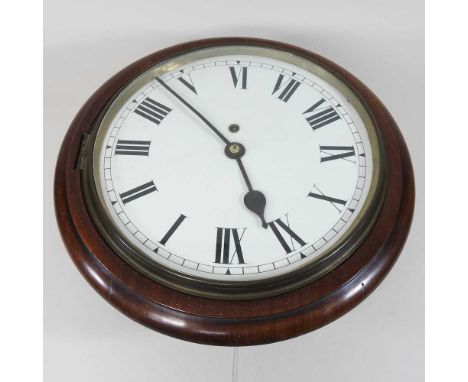 A Victorian mahogany cased dial clock, with a fusee movement, 38cm dia overall