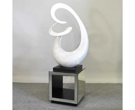 An Indonesian shell sculpture, on a mirrored stand, 147cm high
