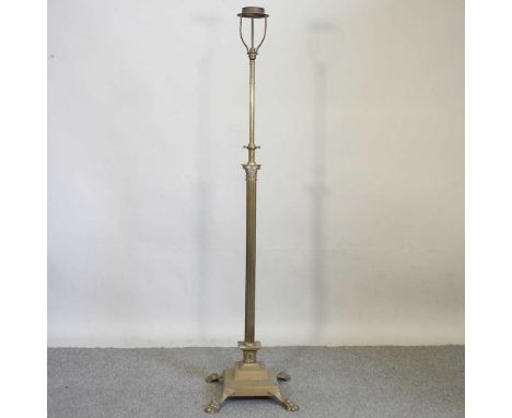 An early 20th century brass telescopic standard lamp