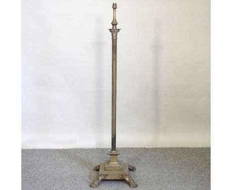 An early 20th century brass telescopic standard lamp