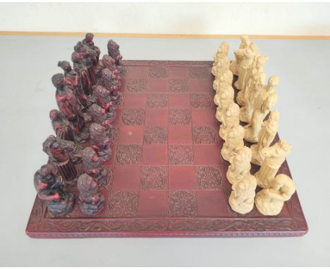 Contemporary composite chess set in the Greco-Roman style.&nbsp; 