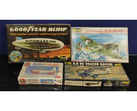 Group of boxed model vehicles including Revell Goodyear Blimp, Revell; Supermarine Spitfire MKII, etc. (4).&nbsp; 