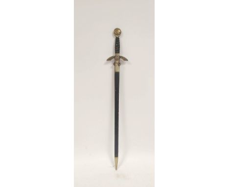 German Luftwaffe officer's dress sword with scabbard, features Swaztika roundel to pommel, rayskin grip, shaped hilt and Soli