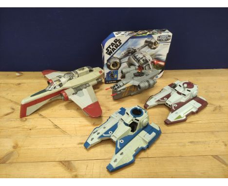 Star Wars - Four model vehicles comprising of a Hasbro F0589 Mandalorian Razor Crest, Arc 170 Clone Fighter and two Republic 