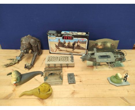 Star Wars - Group of models relating to Jabba's Palace and Sand Barge. To include a large model of a Rancor Hasbro 2008, 1983