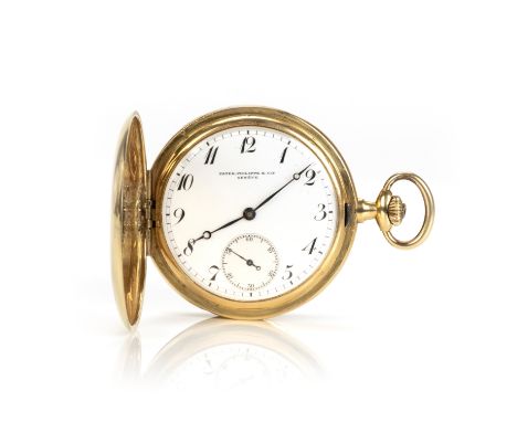 Patek Philippe Gelbgold-SavonnetteKronenaufzug, Emaille-Zifferblatt mit arabischen Ziffern, kleine Sekunde, Gehäuse-Nr. 26333