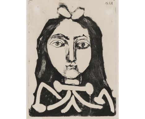 Pablo Picasso (1881 Malaga - 1973 Mougins) (F)'Second portrait de jeune fille', Zincographie auf Bütten, 39,5 cm x 30 cm Plat