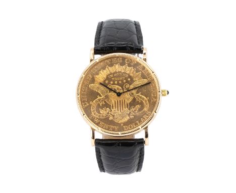 Corum Coin Watchmit Goldmünze 'United States of America twenty Dollars' 1904, Handaufzug, Gehäuse 585 Gelbgold, Durchmesser 3