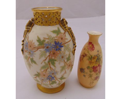 A 19th century Grainger and Co ovoid vase decorated with flowers, marks to the base, 20cm (h) and a Royal Worcester vase deco