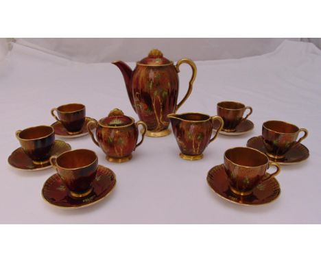 Carltonware Rouge Royale coffee set to include coffee pot, milk jug, sugar bowl and six cups and saucers