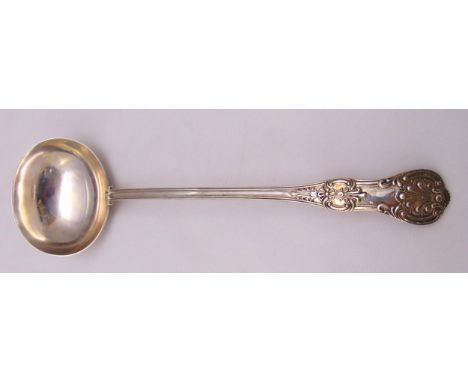 A late Victorian hallmarked silver Queens pattern soup ladle, Sheffield 1896 by John Round and sons limited, approx weight of