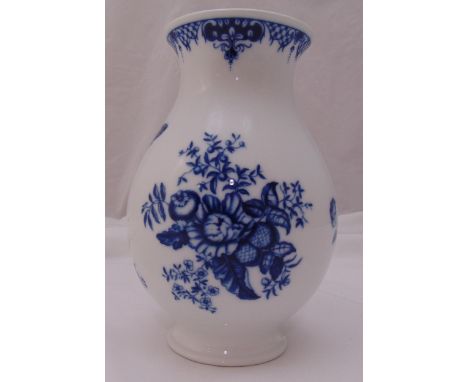 Royal Worcester blue and white baluster vase decorated with flowers, buds and leaves, marks to the base, 21cm (h)