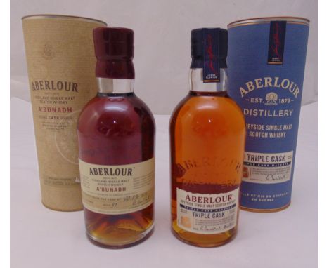 Arbelour ABunadh 51 single malt Scotch whisky 70cl and Arbelour triple cask single malt Scotch whisky 70cl