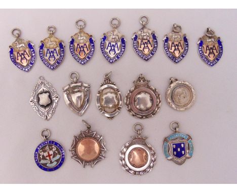 A quantity of hallmarked silver and enamel badges, approx total weight 171g (16)