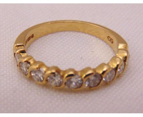 18ct yellow gold half eternity ring, approx total weight 3.1g