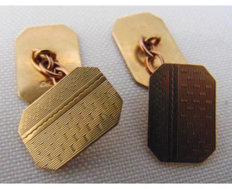 A pair of 9ct gold engine turned cufflinks, approx total weight 4.1g