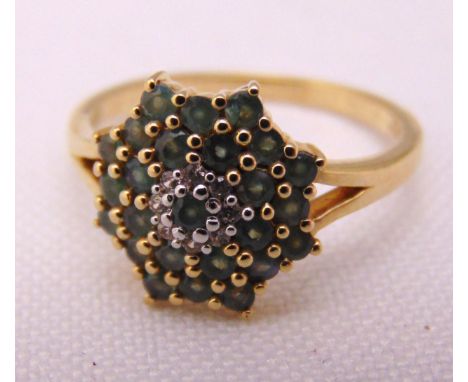 9ct yellow gold, alexandrite and zircon ring, approx total weight 2.41g, to include COA