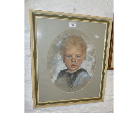 Pastel portrait of a curly headed boy by Dennis Frost