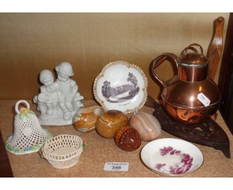 Royal Worcester pin tray, Guernsey copper milk jug and other items