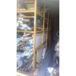 Contents of left hand shelving in container to include bump stop rails, trunking, suspended