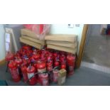Approx 40 Assorted fire extinguishers complete with 7 new stands