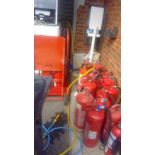 Qty of fire extinguishers and an extinguisher trolley