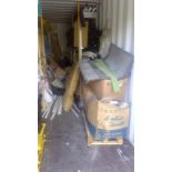 Contents of container - plumbing fixings, drainage, poly pipe, cisterns, toilet seats, toilet