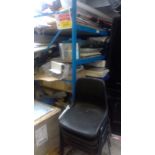 Remaining contents of left hand end of store (exclusing racking), to include stacking chairs,