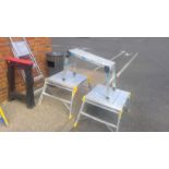3 x Folding work stands, pair of folding trestles & a step ladder