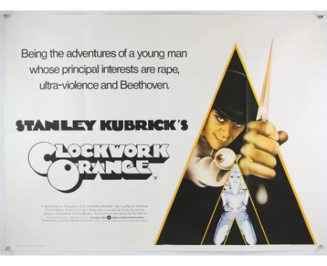 Clockwork Orange (1971) British Quad film poster, directed by Stanley Kubrick, artwork by Philip Castle, 'X Cert' Warner Bros