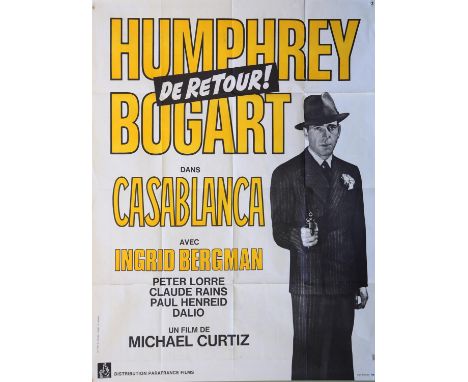 Casablanca (R-1970's) French Grande film poster, folded, 47 x 62 inches. 