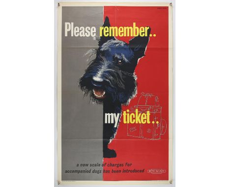 British Railways - 'Please Remember My Ticket..' Vintage advertising poster, Studio Seven, folded, 25 x 40 inches. 