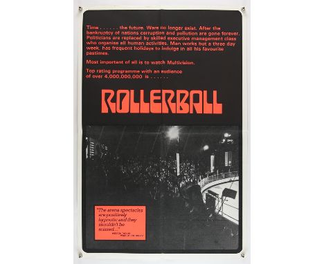 Rollerball (1975), Two Marler Haley film posters, starring James Caan & Maud Adams, folded, 20 x 30 inches (2). 