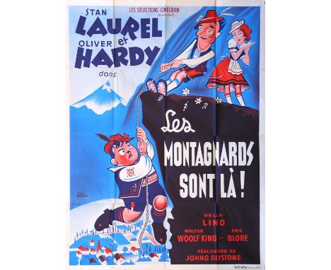 Swiss Miss (R-1950's) French Grande film poster, starring Laurel & Hardy, folded, 47 x 62 inches. 